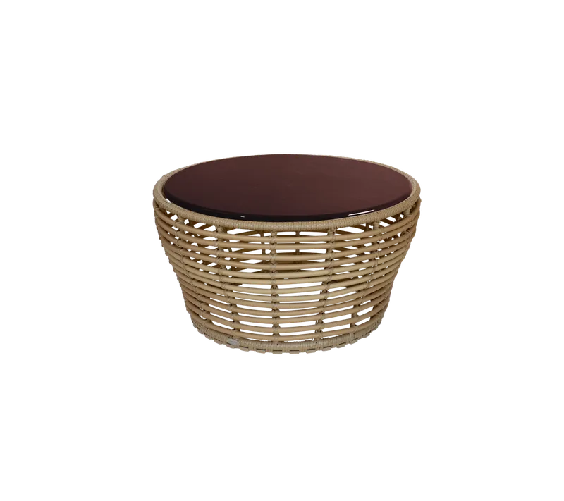 Basket coffee table, medium by Cane-line in Natural, braid Weave, Burgundy, lava stone glazed – product photo