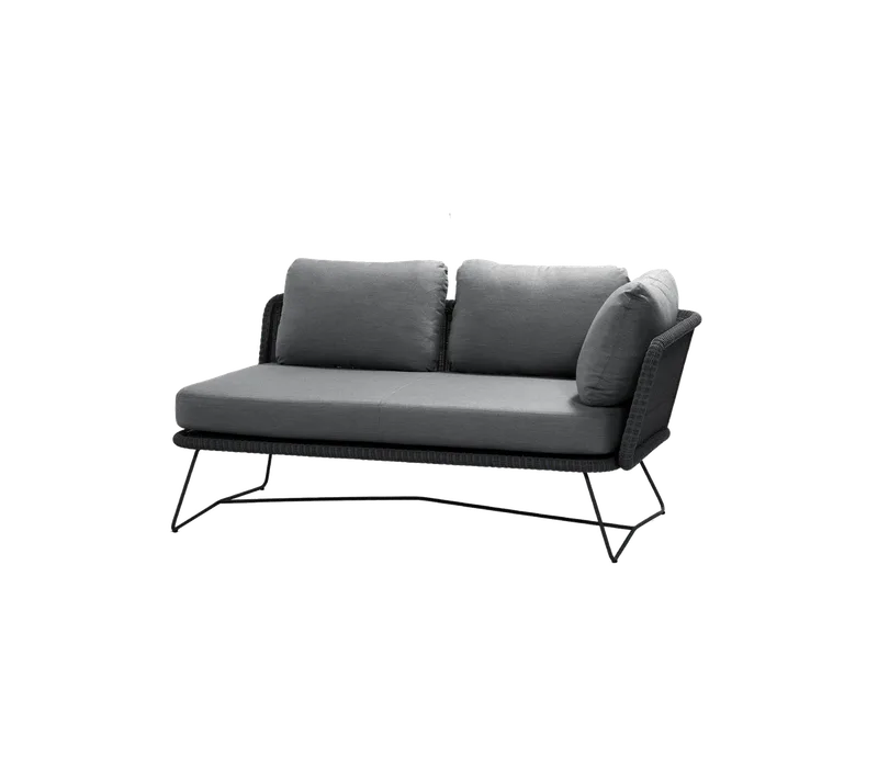 Horizon 2-seater sofa, left module van Cane-line in Black, small round Weave incl. grey Natté w/QuickDry & Airflow – productfoto