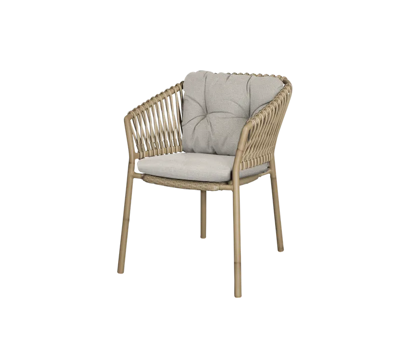 Ocean chair by Cane-line in Natural, aluminium w/natural, medium round sticks Weave, Light brown, Rise – product photo
