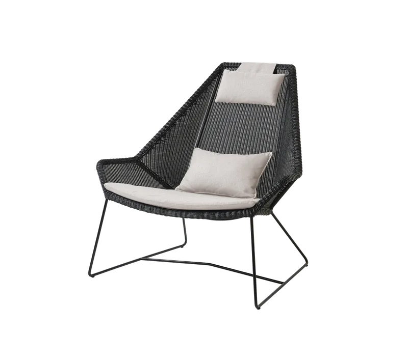 Breeze highback chair van Cane-line in Black, small round Weave, Sand, Natté – productfoto
