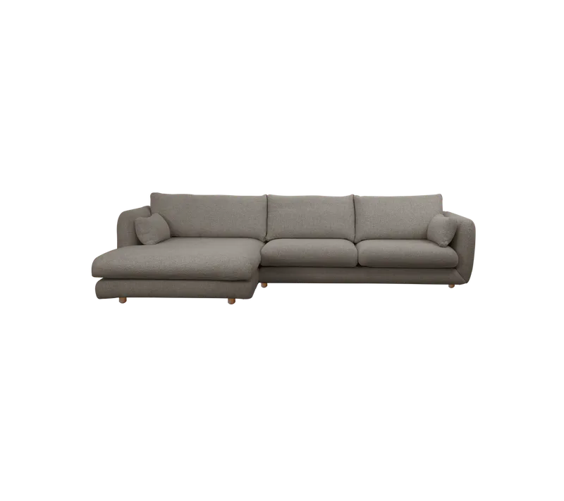 Bloom 2-seater sofa with chaise longue, right and teak legs von Cane-line in Light brown, Essence – Produktfoto