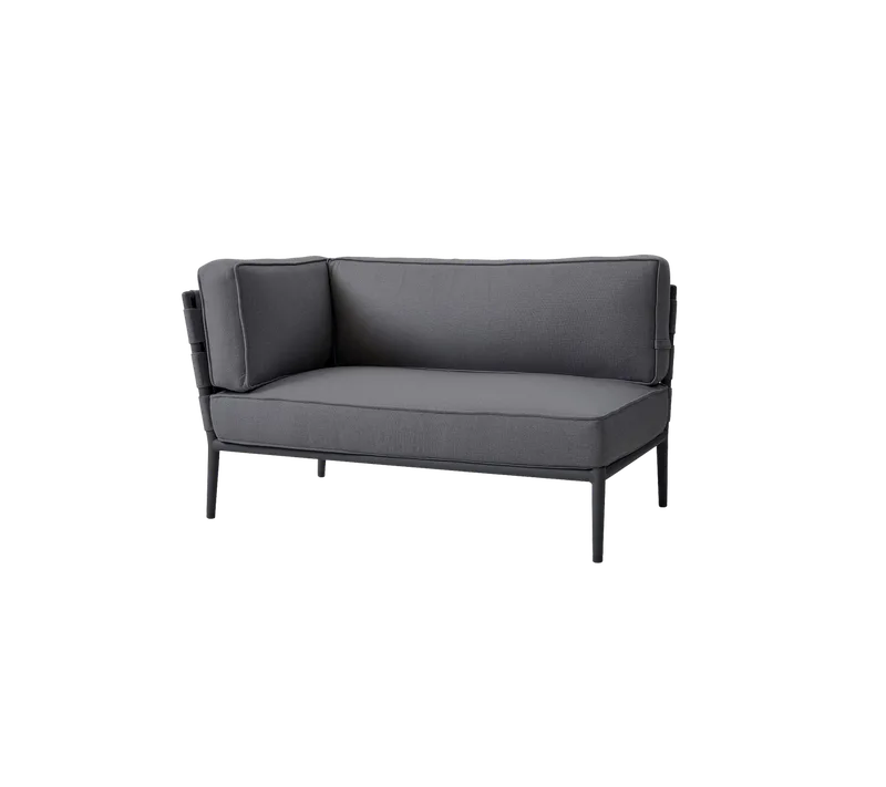 Conic 2-seater sofa, right module by Cane-line in Grey, AirTouch w/QuickDry & Airflow – product photo