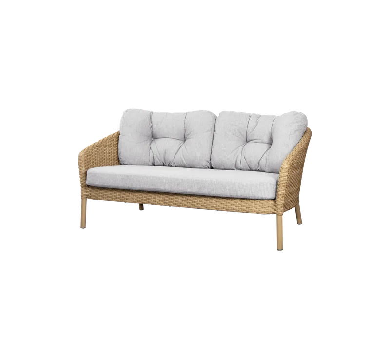 Ocean large 2-seater sofa by Cane-line in Natural, large flat peel Weave, White grey, Link w/QuickDry & Airflow – product photo