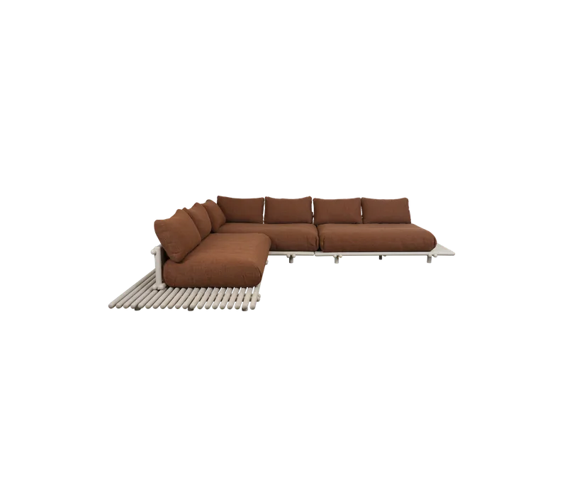 Sticks platform, corner sofa large van Cane-line in Sand aluminium incl. umber brown Rise w/QuickDry & Airflow – productfoto