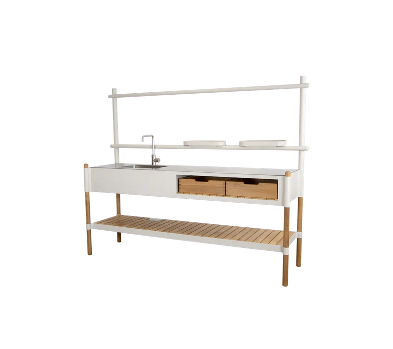 Sticks kitchen by Cane-line in Stainless steel, Sand, Aluminium, Teak 2 pcs – product photo