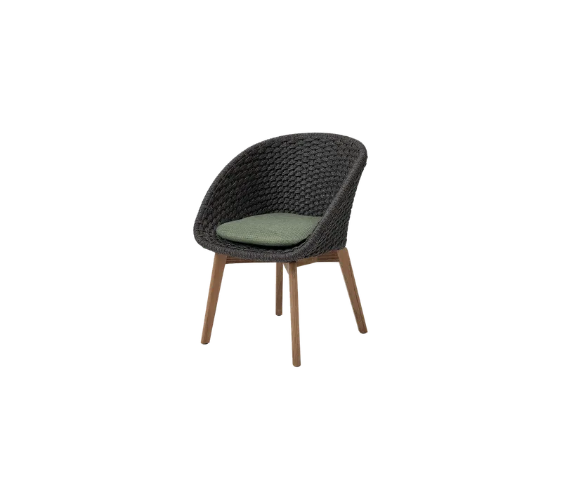 Peacock chair van Cane-line in Dark grey, medium flat Soft Rope w/teak, Dark green, Link – productfoto 2 van 2
