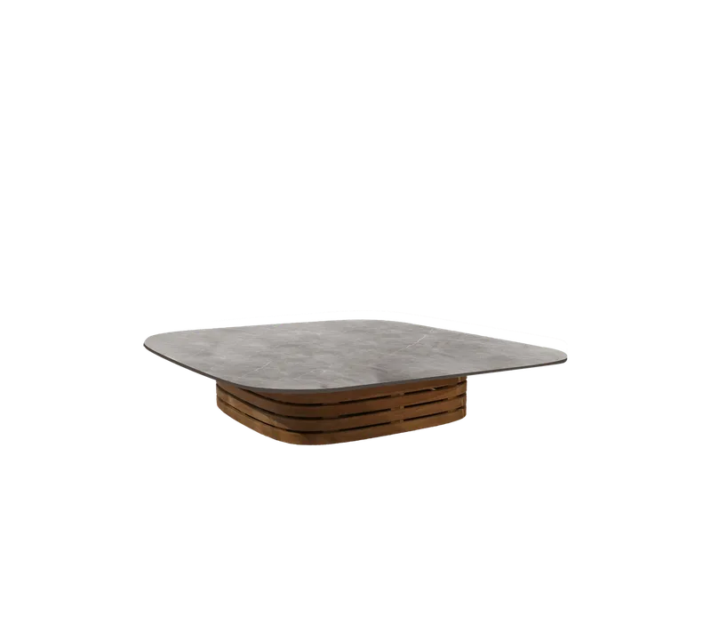 Mellow coffee table, low 144 x 144 cm - teak by Cane-line in Teak, Taupe, Ceramic w/rounded corners – product photo