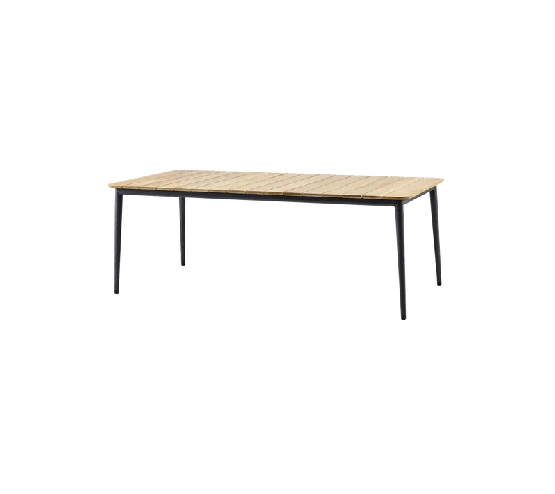 Core dining table, 210x90 cm von Cane-line in Lava grey, aluminium w/teak – Produktfoto