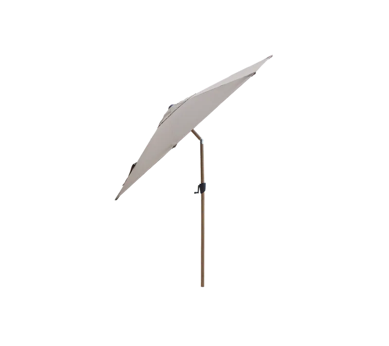 Sunshade parasol w/tilt, dia. 3 m by Cane-line in Aluminium w/Taupe fabric, wood look, None – product photo