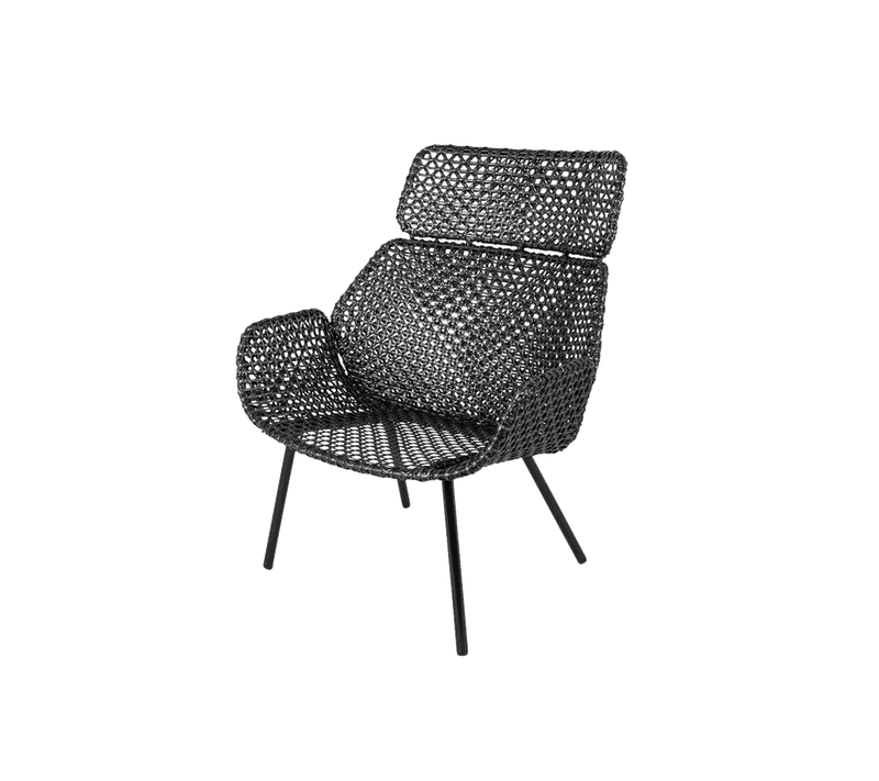 Vibe highback chair van Cane-line in Black/graphite, small cross peel Weave, Geen – productfoto 2 van 2