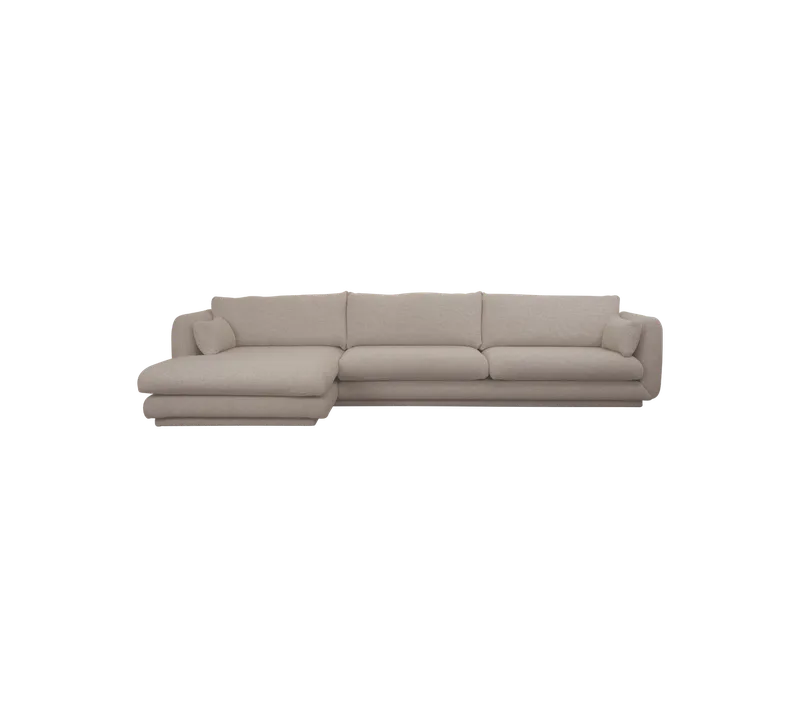 Bloom 3-seater sofa with chaise longue, right and plinth de Cane-line en Light brown, Prosecco – photo du produit