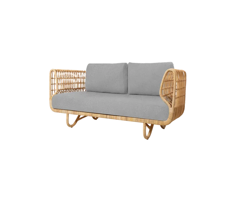 Nest 2-seater sofa by Cane-line in Natural, medium round sticks rattan, Light grey, Zen – product photo