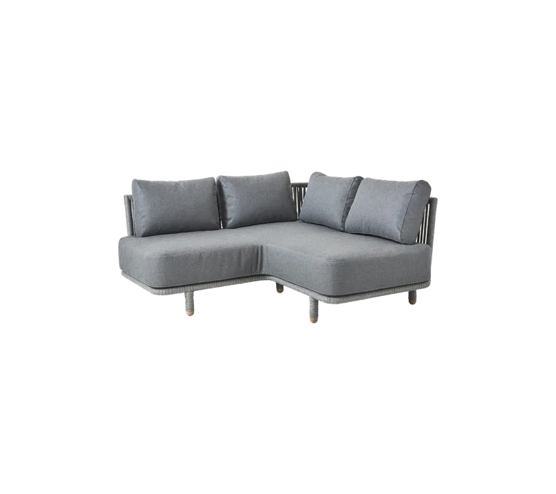 Moments corner module van Cane-line in Grey, string open Soft Rope incl. grey AirTouch w/QuickDry & Airflow – productfoto