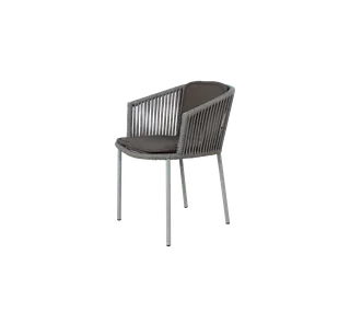 Moments chair, stackable van Cane-line in Grey, string open Soft Rope, Dark grey, Focus seat/back – productfoto 2 van 2