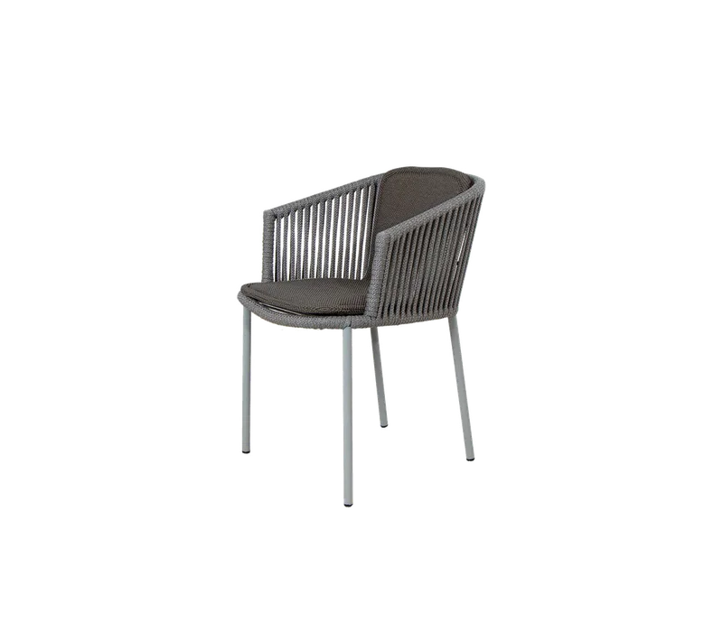 Moments chair, stackable van Cane-line in Grey, string open Soft Rope, Dark grey, Focus seat/back – productfoto 2 van 2