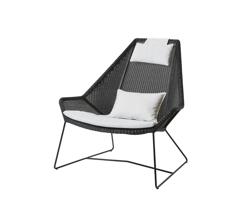 Breeze highback chair de Cane-line en Black, small round Weave, White, Natté – photo du produit