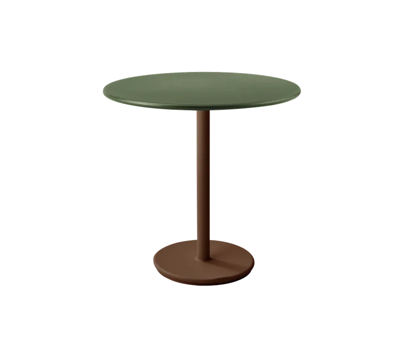 Go café table dia. 80 cm de Cane-line en Desert red, aluminium, Dark green, aluminium – photo du produit