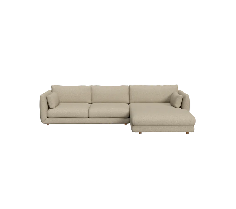 Bloom 2-seater sofa with chaise longue, left and teak legs van Cane-line in Brown, Lola – productfoto