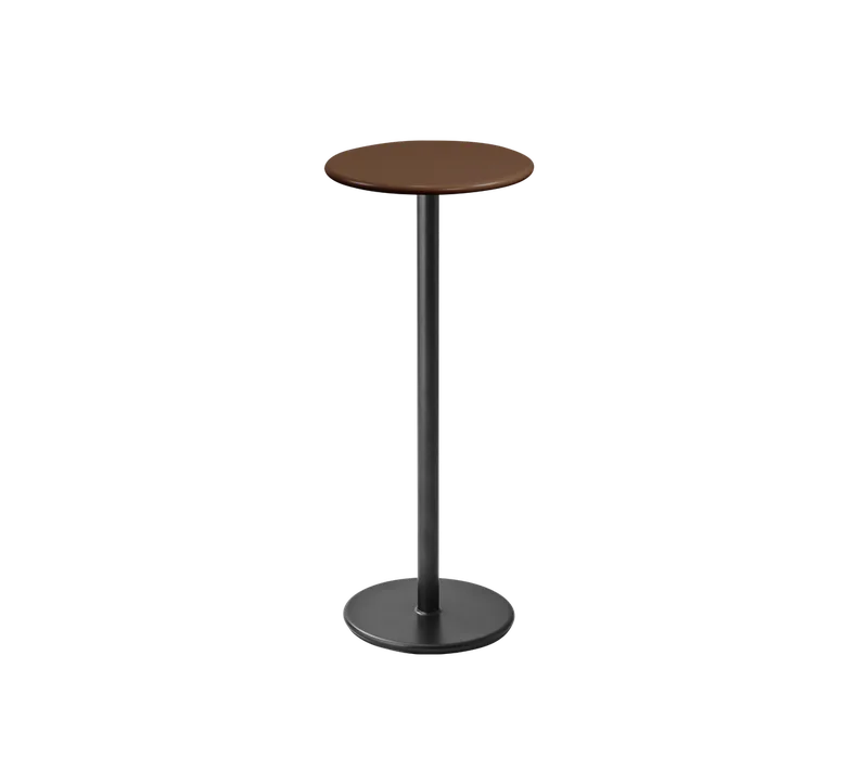 Go bar table dia. 45 cm van Cane-line in Lava grey, aluminium, Desert red, semi glossy aluminium – productfoto