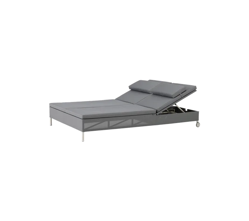 Rest sunbed Tex double by Cane-line in Grey, Tex incl. grey, Natté w/QuickDry & Airflow – product photo