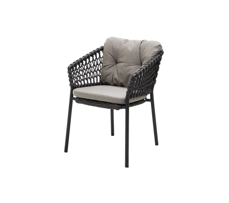 Ocean chair by Cane-line in Dark grey, round open Soft Rope, Taupe, Natté – product photo