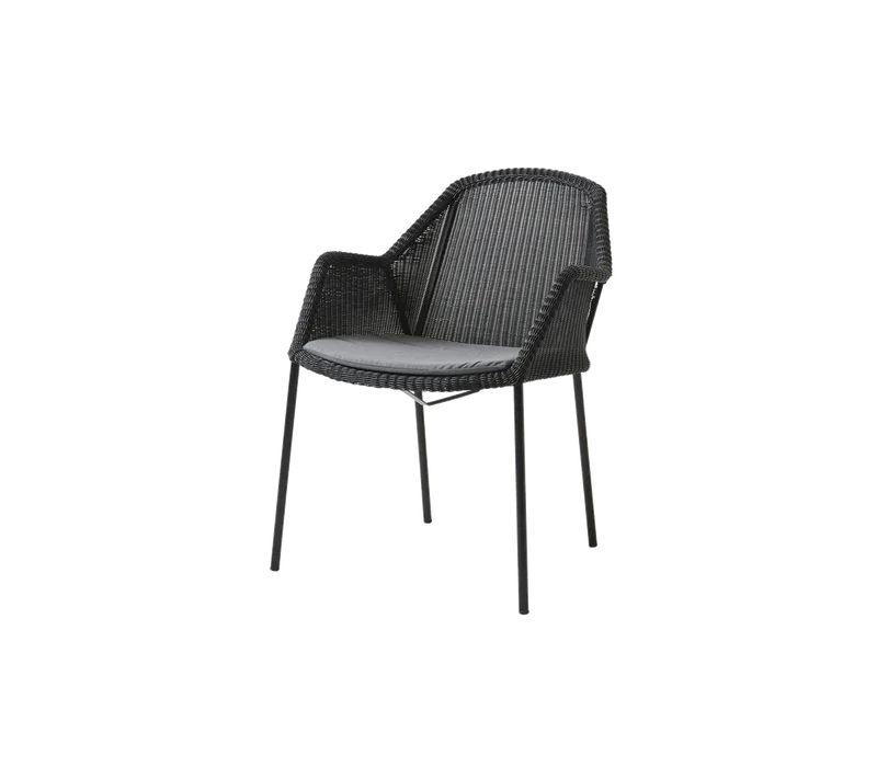 Breeze chair, stackable by Cane-line in Black, small round Weave, Grey, Natté – product photo