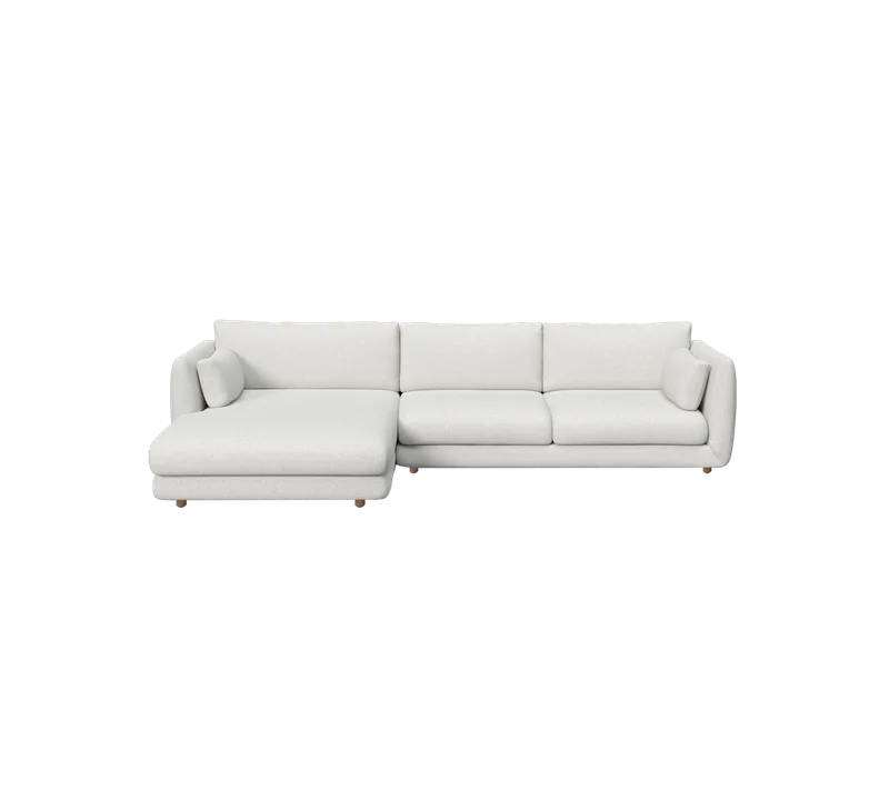 Bloom 2-seater sofa with chaise longue, right and teak legs von Cane-line in Light grey, Ambience – Produktfoto