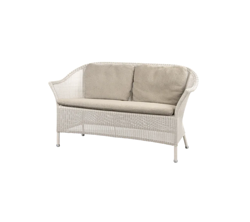 Lansing 2-seater sofa van Cane-line in Sand, small round Weave, Taupe, Free, Taupe, Free w/2 cushions – productfoto