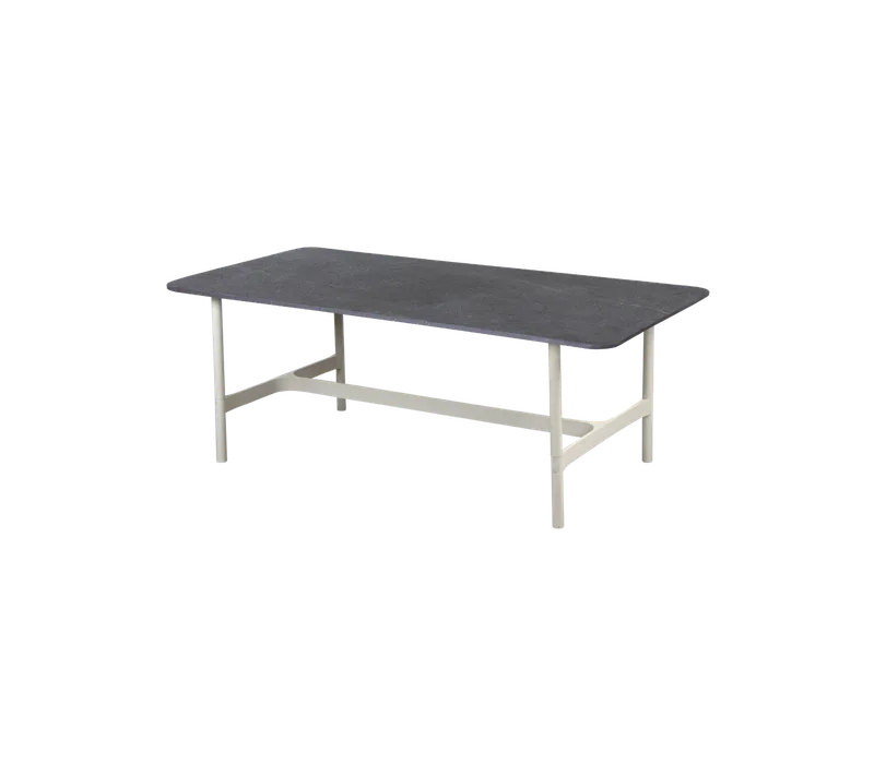 Twist coffee table, rectangular by Cane-line in Sand, Aluminium, Fossil black, ceramic w/rounded corners – product photo