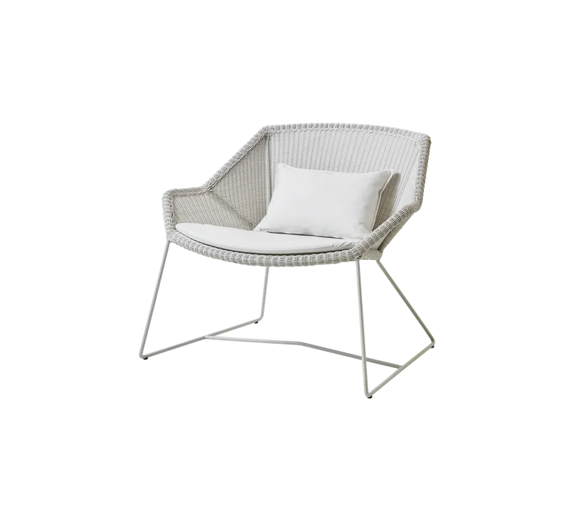 Breeze lounge chair by Cane-line in White grey, small round Weave, White, Natté – product photo