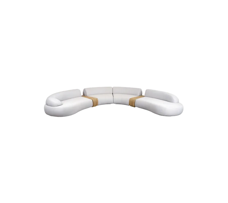 Mellow 6-seater sofa van Cane-line in Sand, AirTouch w/teak incl. QuickDry & Airflow – productfoto