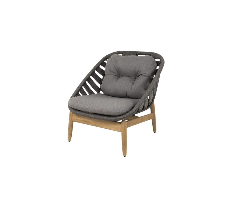 Strington lounge chair by Cane-line in Dark grey, zone Soft Rope w/teak incl. grey AirTouch w/QuickDry & Airflow – product photo