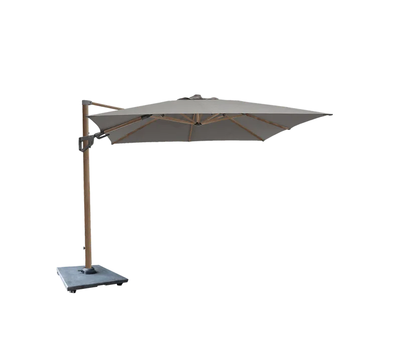Hyde luxe tilt parasol, 3x3 m von Cane-line in Aluminium w/Taupe fabric, wood look, Matt grey, granite – Produktfoto