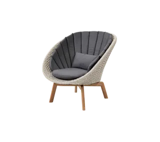 Peacock lounge chair by Cane-line in Sand, medium flat Soft Rope w/teak, Grey, Natté w/QuickDry & Airflow – product photo 2 of 2