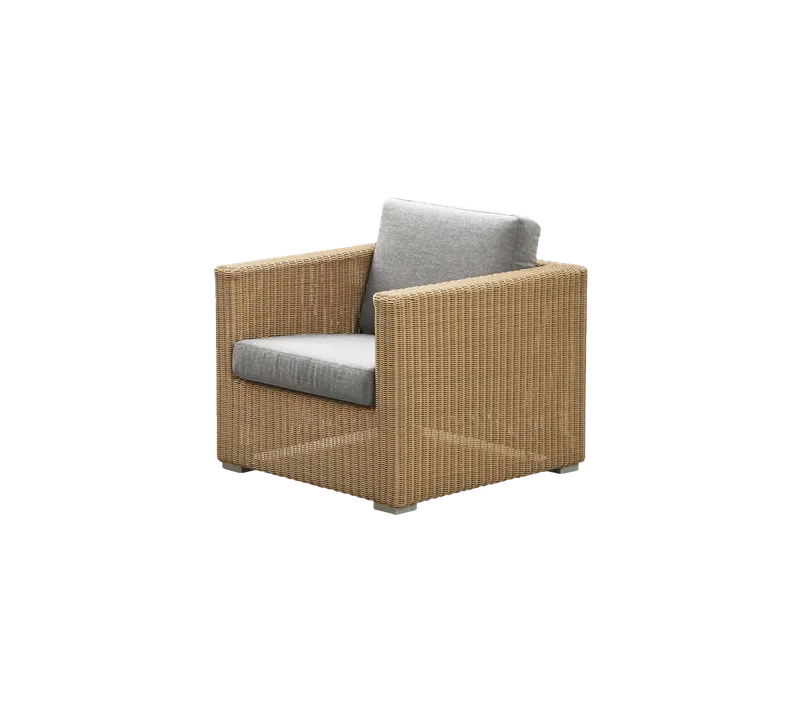 Chester lounge chair de Cane-line en Natural, large round Weave, Light grey, Natté w/QuickDry & Airflow – photo du produit