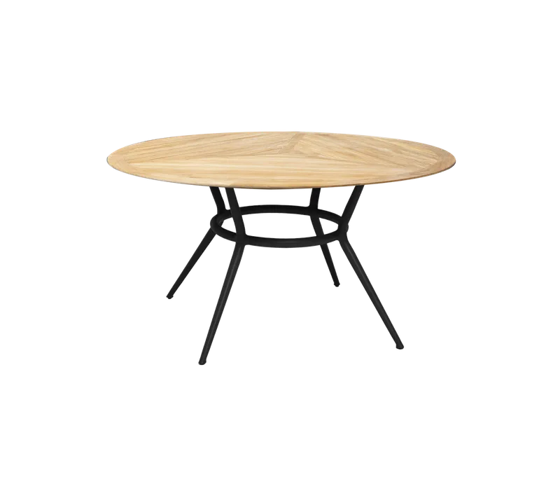 Joy dining table, dia. 144 cm van Cane-line in Lava grey, aluminium, Teak, geometric – productfoto