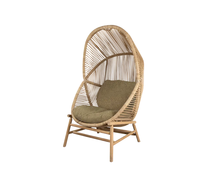 Hive chair by Cane-line in Natural, small round core Weave, Teak, Turmeric yellow, Rise w/QuickDry & Airflow – product photo