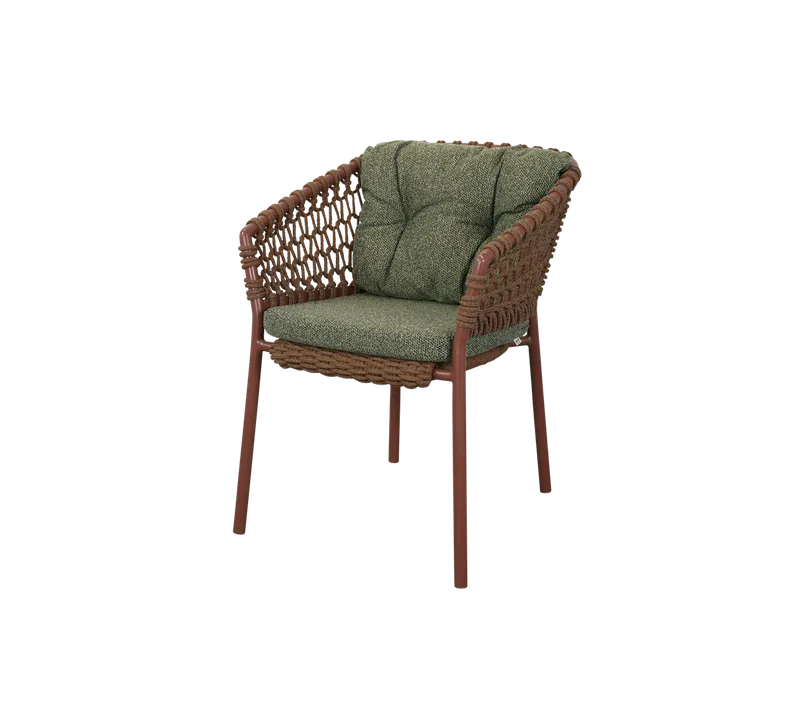 Ocean chair de Cane-line en Umber brown, round open Soft Rope, Dark green, Wove – photo du produit