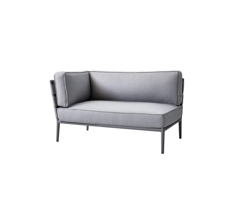 Conic 2-seater sofa, right module by Cane-line in Light grey, AirTouch w/QuickDry & Airflow – product photo