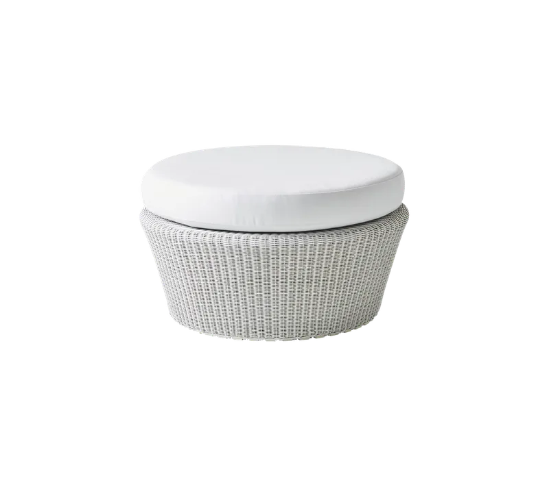 Kingston footstool, large by Cane-line in White grey, small round Weave, White, Natté w/QuickDry & Airflow – product photo
