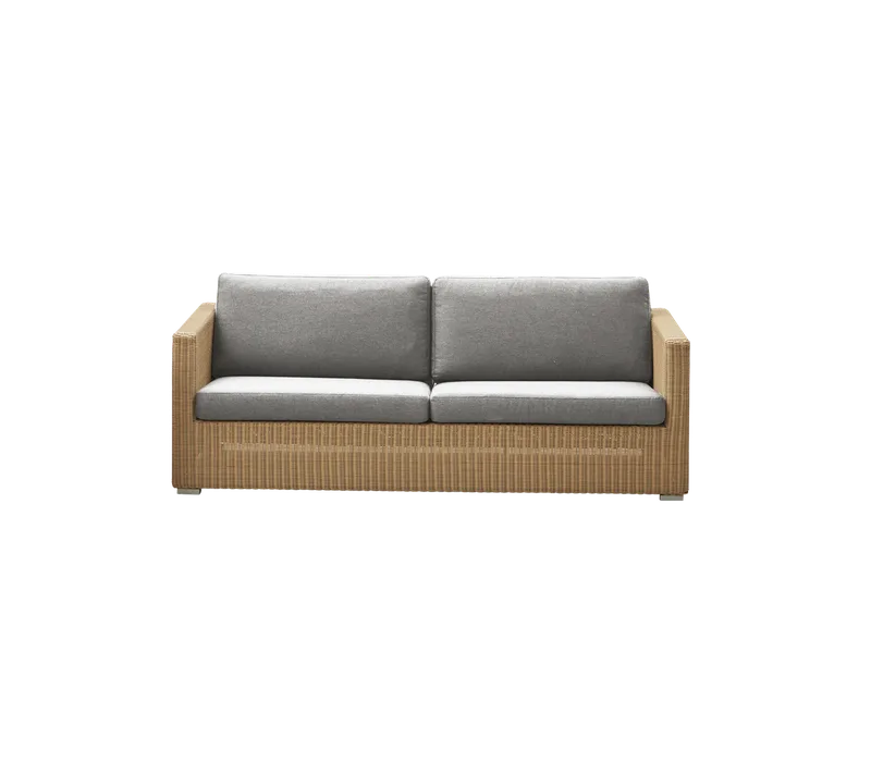 Chester 3-seater sofa van Cane-line in Natural, large round Weave, Light grey, Natté w/QuickDry & Airflow – productfoto