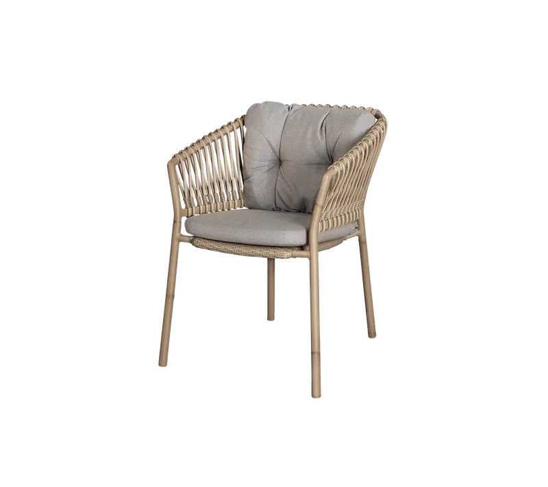 Ocean chair by Cane-line in Natural, aluminium w/natural, medium round sticks Weave, Taupe, Natté – product photo