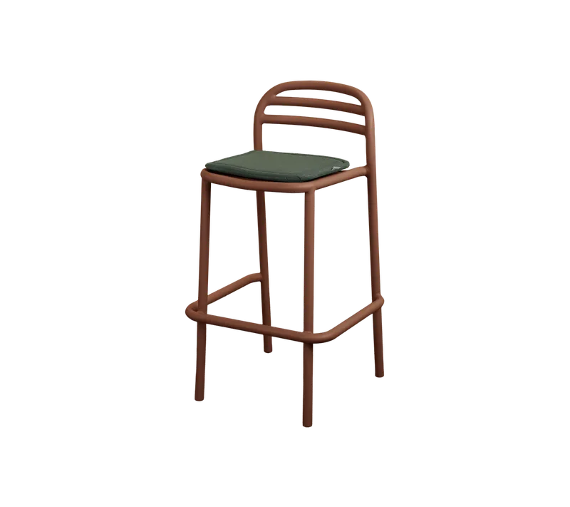 Bliss bar chair von Cane-line in Desert red, aluminium, Light green, Delight w/QuickDry & Airflow – Produktfoto