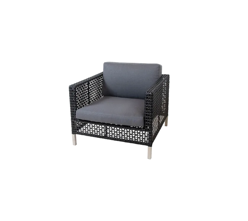 Connect lounge chair van Cane-line in Black/graphite, small cross peel Weave, Grey, Natté w/QuickDry & Airflow – productfoto