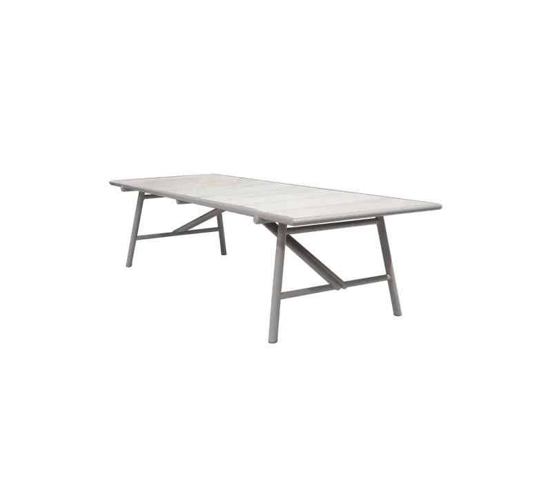 Sticks dining table, 280x100 cm by Cane-line in Taupe, aluminium, Sand, glazed stone w/tiles – product photo