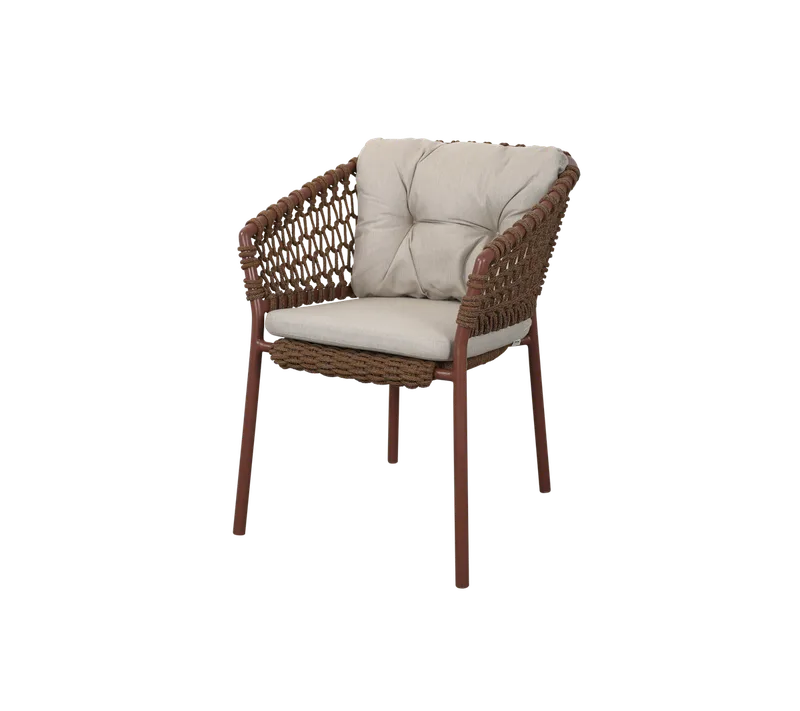 Ocean chair by Cane-line in Umber brown, round open Soft Rope, Sand, Natté – product photo