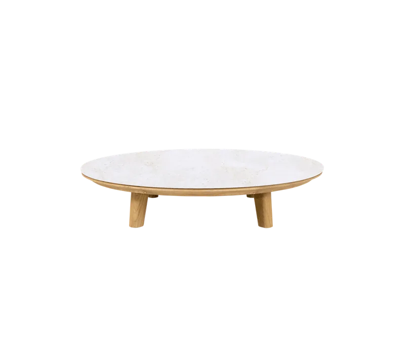 Aspect coffee table, dia. 144 cm by Cane-line in Teak, Travertine look, Ceramic – product photo