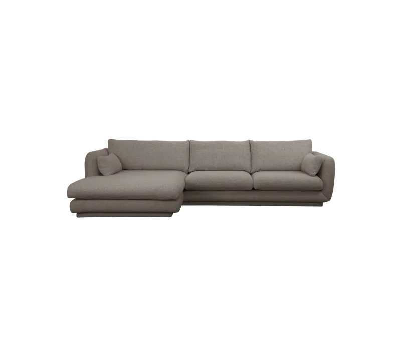 Bloom 2-seater sofa with chaise longue, right and plinth van Cane-line in Light brown, Essence – productfoto