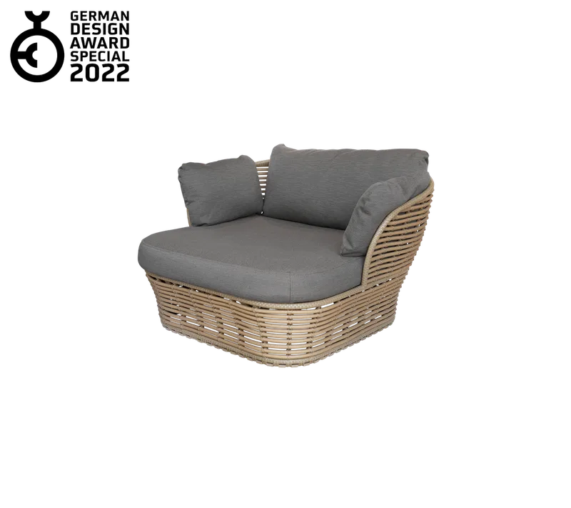 Basket lounge chair by Cane-line in Natural, braid Weave incl. taupe AirTouch w/QuickDry & Airflow – product photo