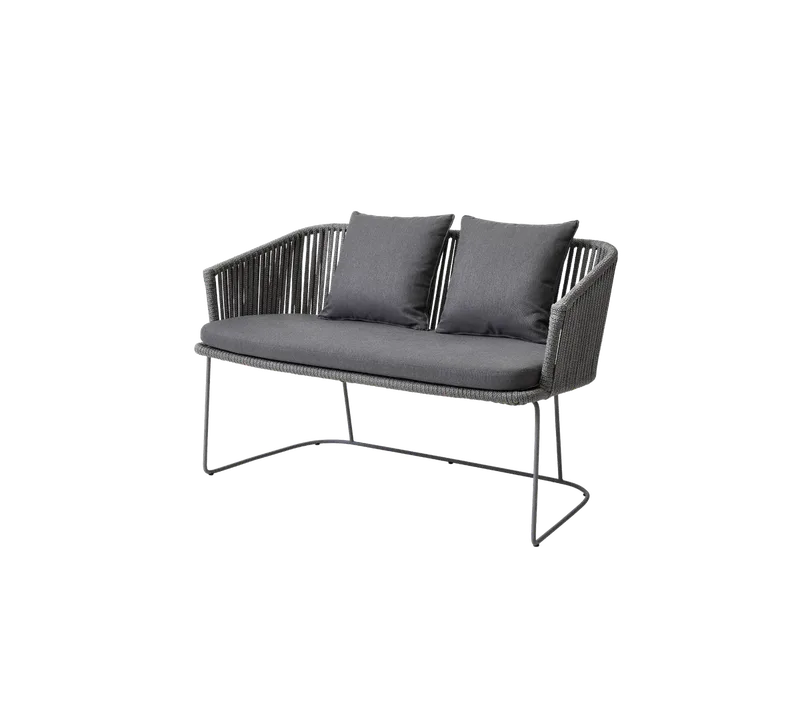 Moments bench by Cane-line in Grey, string open Soft Rope, Grey, Natté – product photo